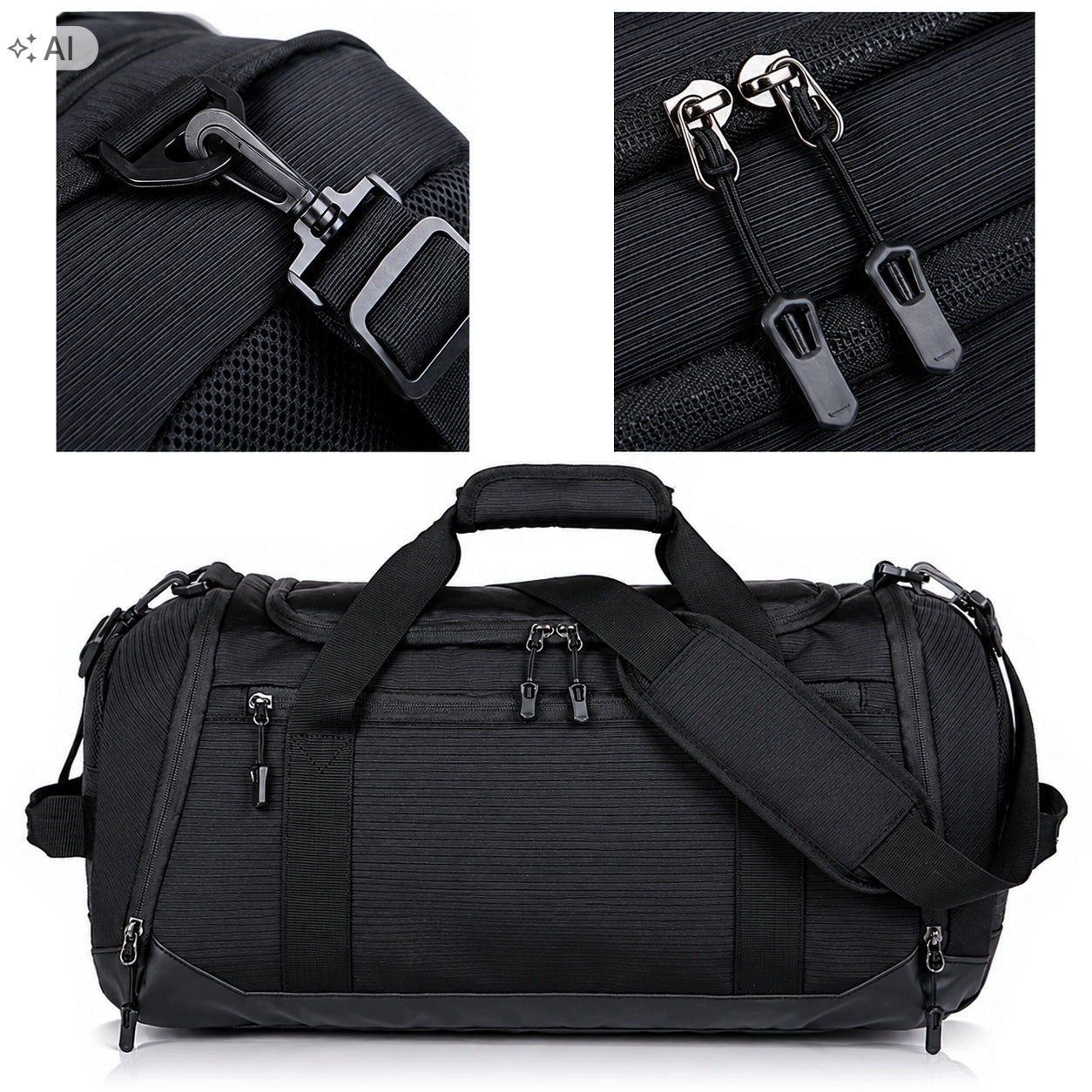 SPORTS BAG TRAVEL TRAINING FOR GYM HAND LUGGAGE 47 CM BLACK