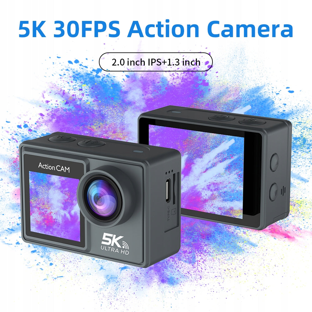 SPORTS CAMERA DOUBLE-SIDED SCREEN 30M WATERPROOF+PILOT 5K/4K UHD Packaging status original