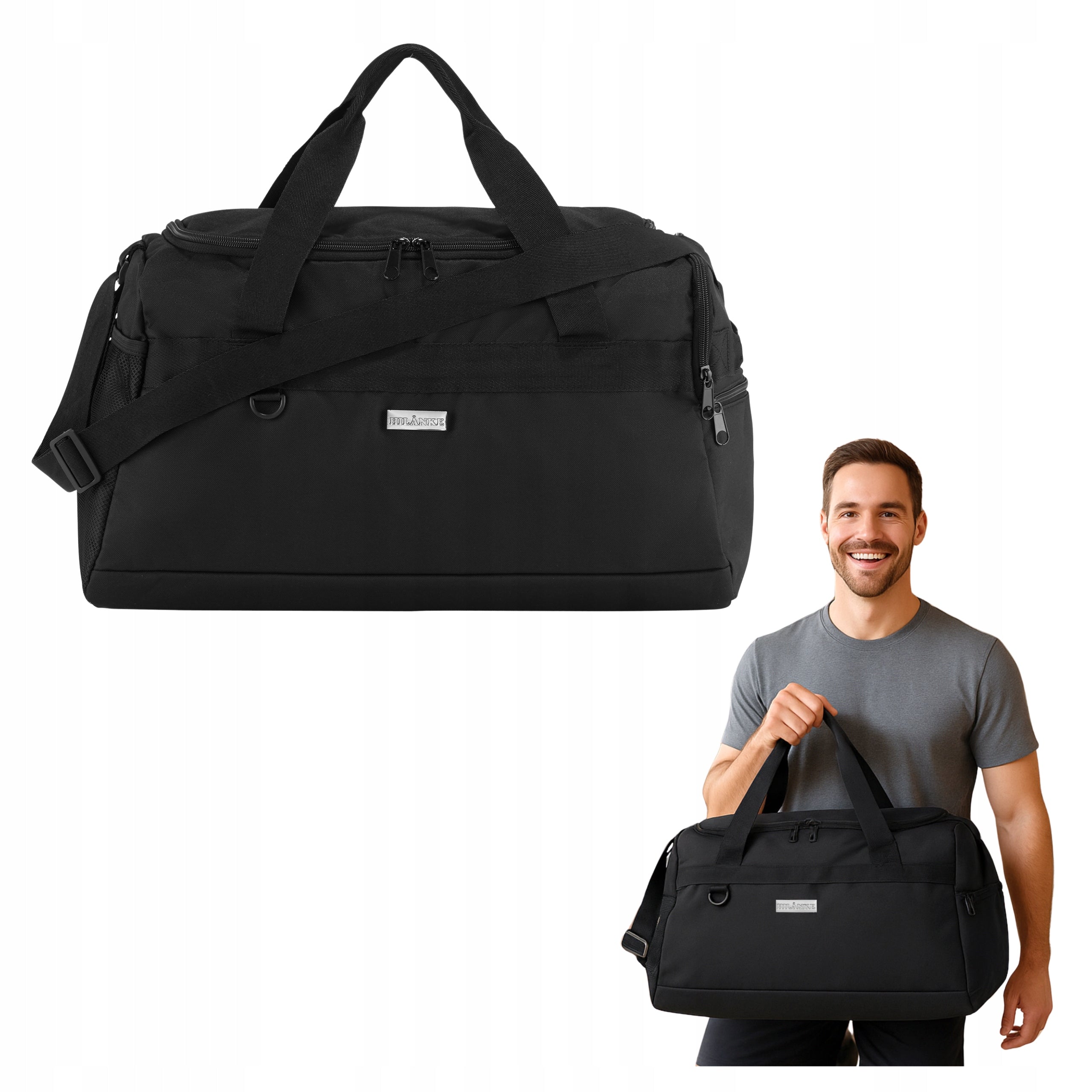 SPORTS TRAINING BAG Travel Large Shoulder Waterproof Cordura Black