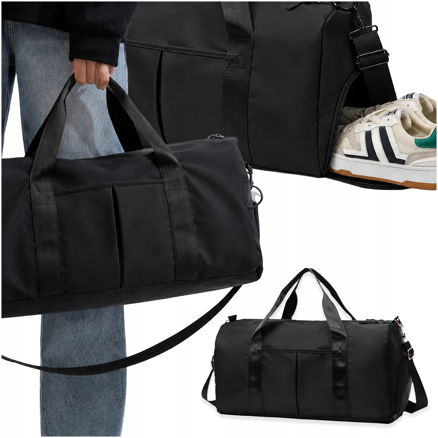 SPORTS TRAINING TRAVEL BAG FOR GYMS 40L SHOE POCKET BLACK Manufacturer code TORBA PODRÓŻNA SPORTOWA CZARNA 40L MEMFLOW
