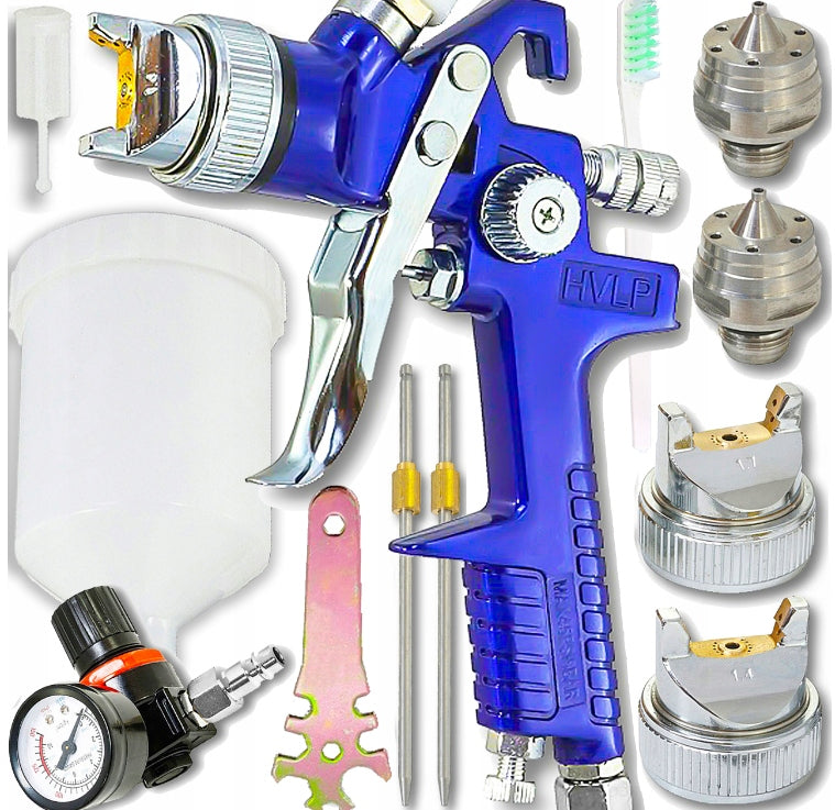 SPRAY GUN FOR PAINTING 2 NOZZLES HVLP 600ML 1.4 mm 1.7 mm