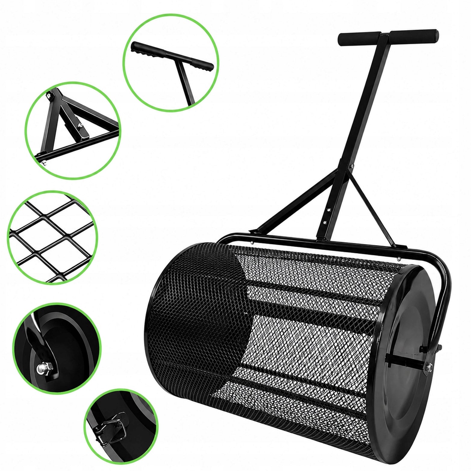 SPREADER COMPOST SPREADER FERTILIZER MESH ROLLER XXL METAL 61CM Sowing width 61 cm