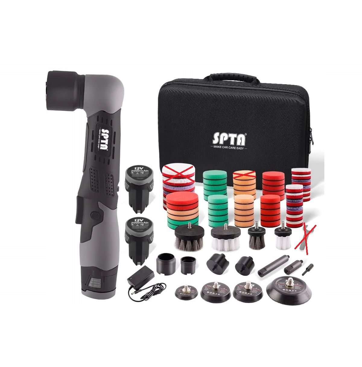 SPTA LD104 Cordless Polisher with 12 V Car Polishing Pads