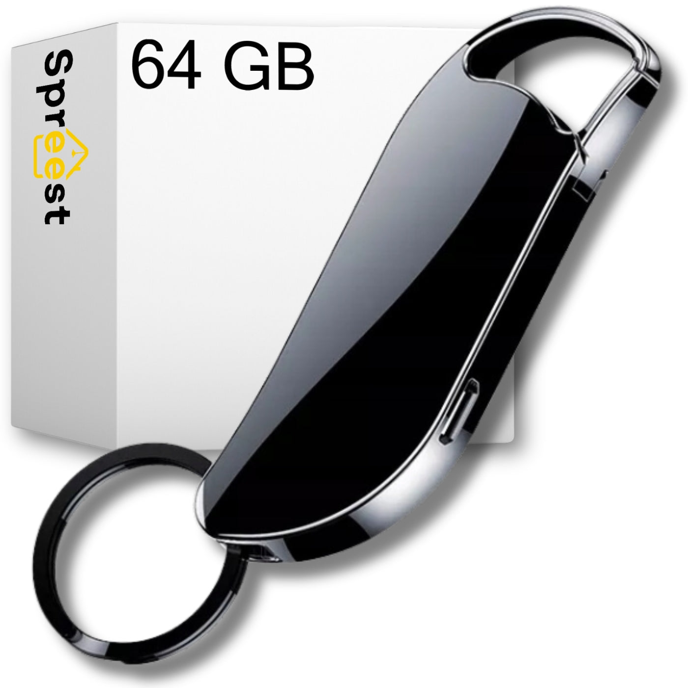 SPY RECORDER MINI DIGITAL EAVESDROPPING SMALL PENDRIVE 64GB KEYCHAIN CLIP