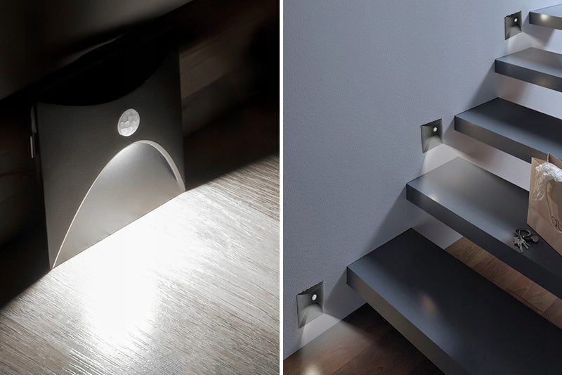 SQUARE STAIRCASE LED STAIRCASE LIGHT MOTION SENSOR DUSK 230V Length 2.5 cm