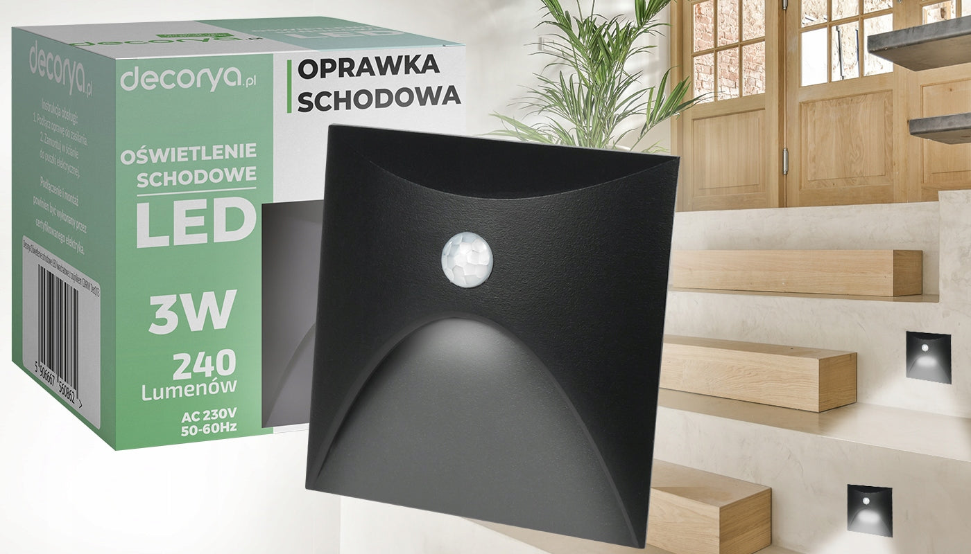 SQUARE STAIRCASE LED STAIRCASE LIGHT MOTION SENSOR DUSK 230V Packaging status original
