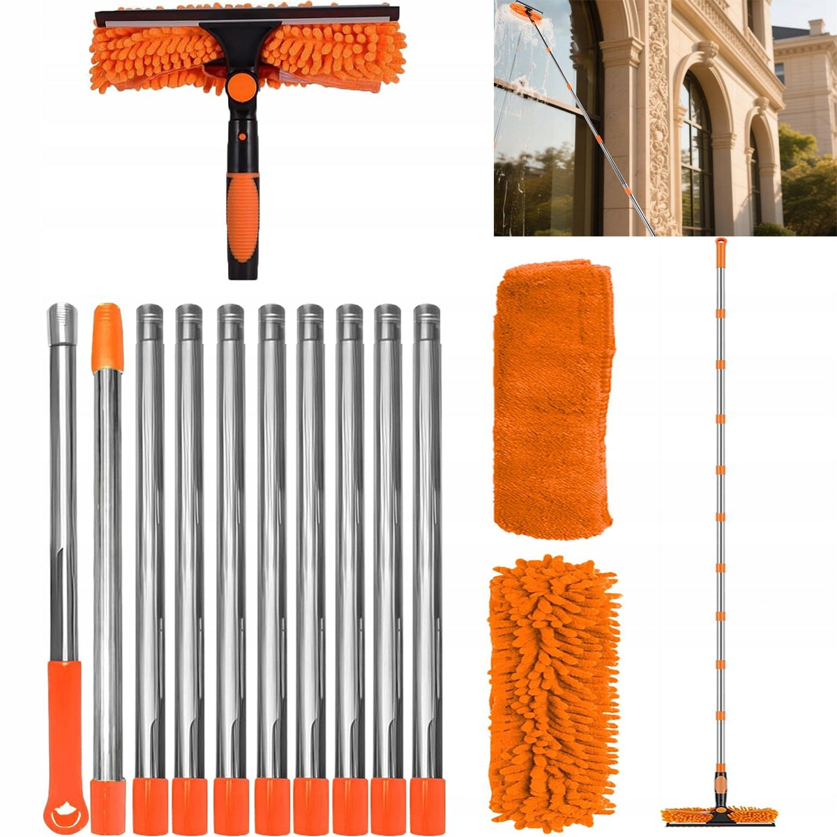 SQUEEGEE TELESCOPIC BRUSH FOR WASHING PHOTOVOLTAIC PANELS OF WINDOWS 4,25
