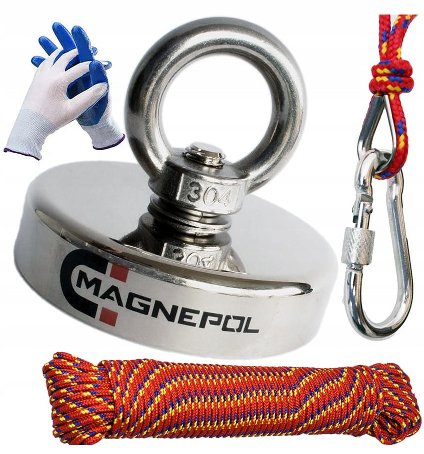 SSMD80 Neodymium magnet with ear Ø80 300kg fishing set with rope