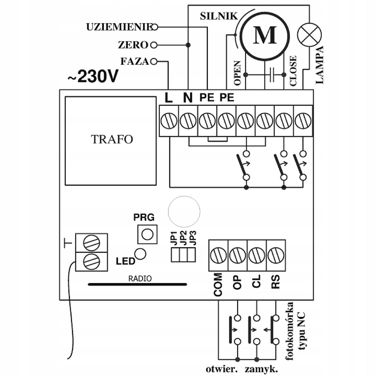 ST100HS driver for 1 roller shutter 230VAC (RECEIVER + 2x DWB100HT) - ELMES Brand Elmes