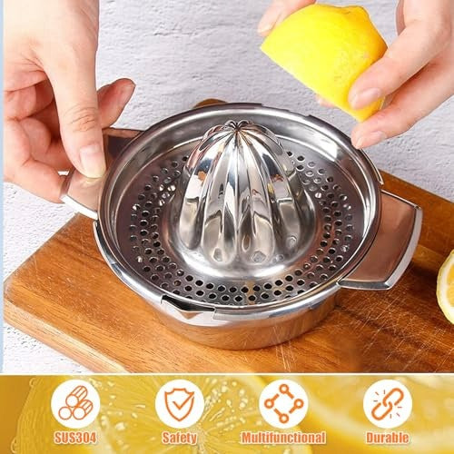 STAINLESS STEEL CITRUS PRESS HAND JUICER FRUIT STEEL Dominant color clear