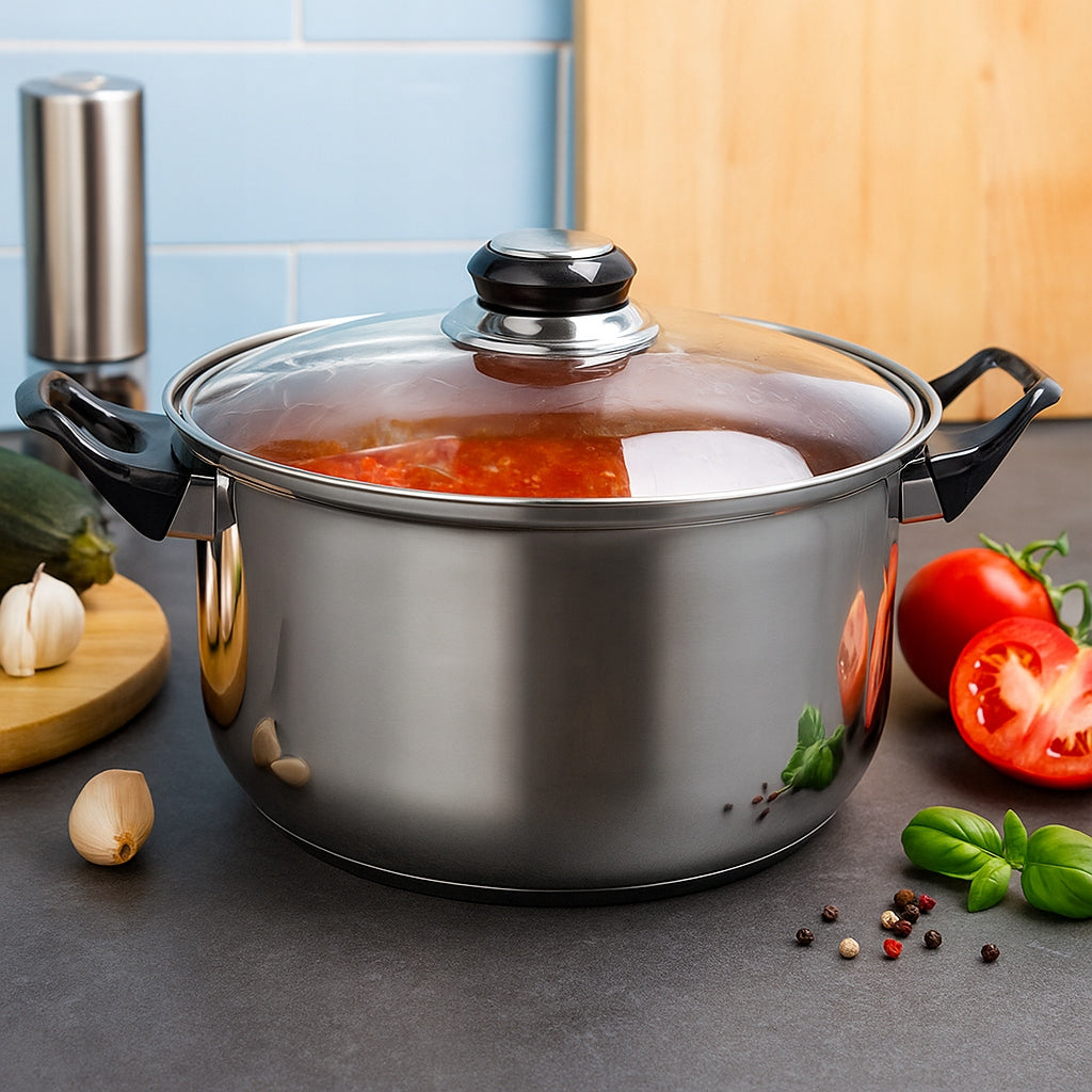 STAINLESS STEEL GAS POT WITH LID 4l 22cm TRADITIONAL Brand Karl Hausmann