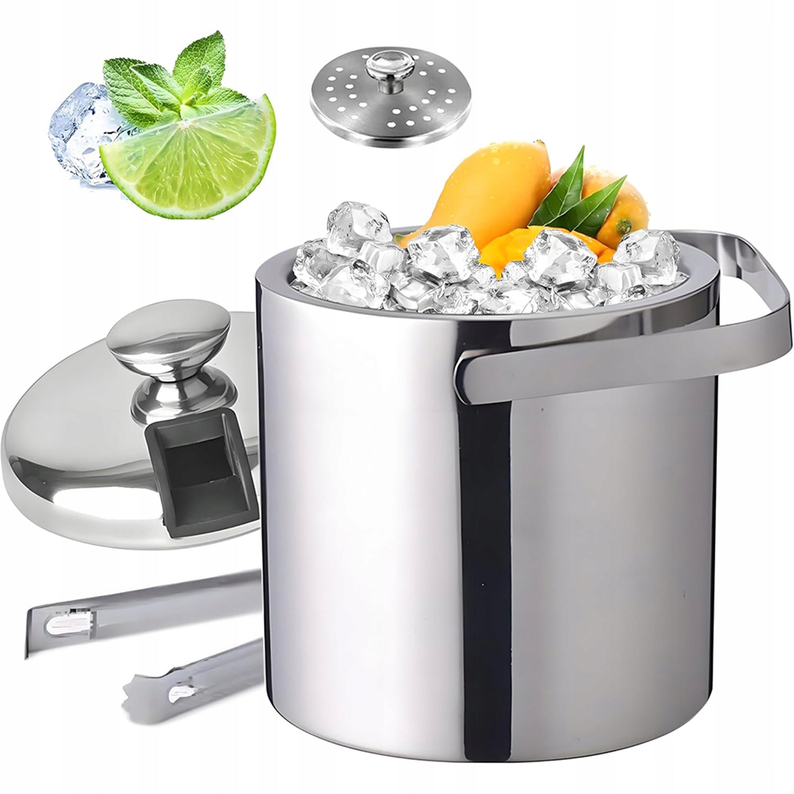 STAINLESS STEEL ICE BUCKET DOUBLE WALL INSULATION CAPACITY 3L