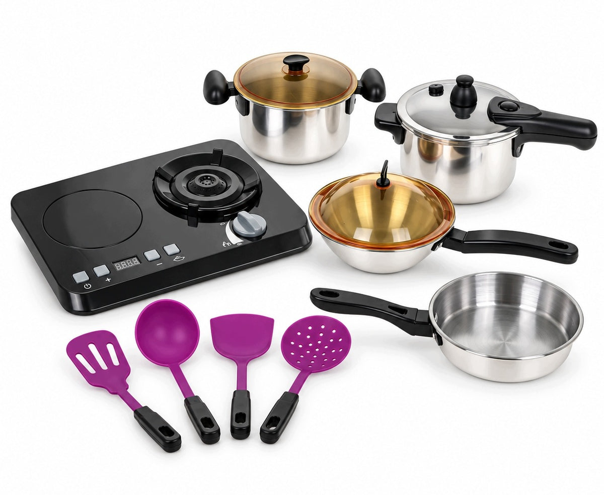 STAINLESS STEEL KITCHEN ACCESSORY SET COOKING TOY KITCHEN Brand BOUNN