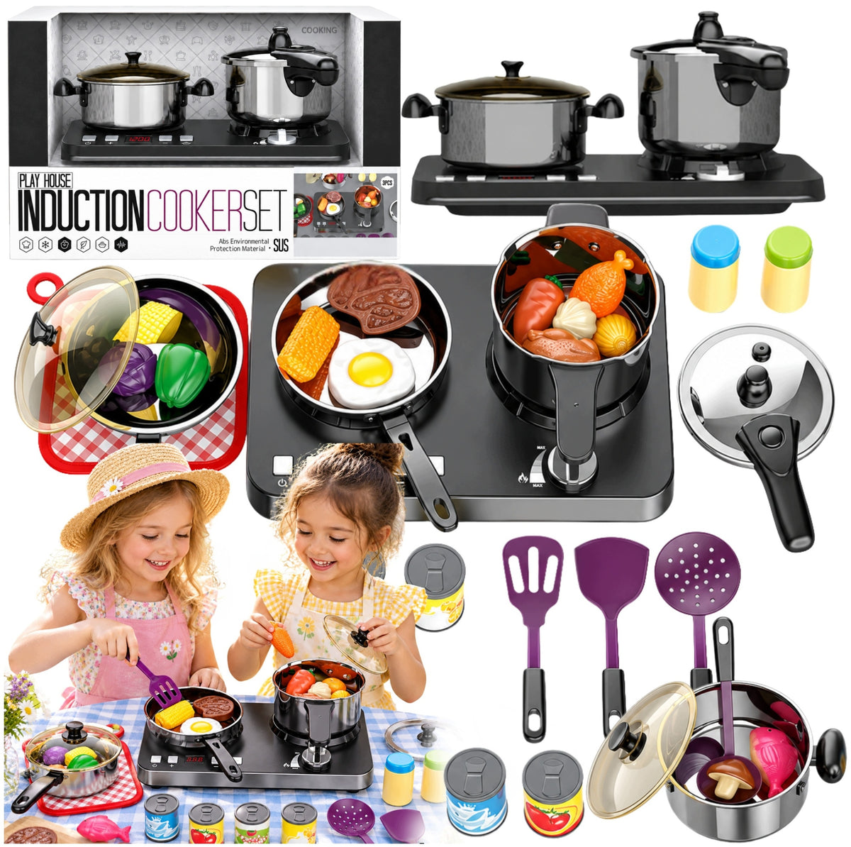 STAINLESS STEEL KITCHEN ACCESSORY SET COOKING TOY KITCHEN