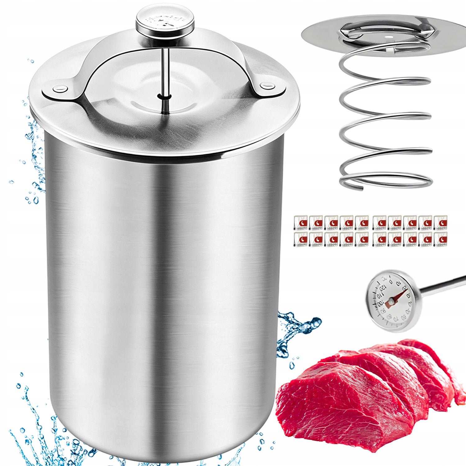 STAINLESS STEEL MEAT STEAMER COMFORTABLE OPERATION WITH THERMOMETER