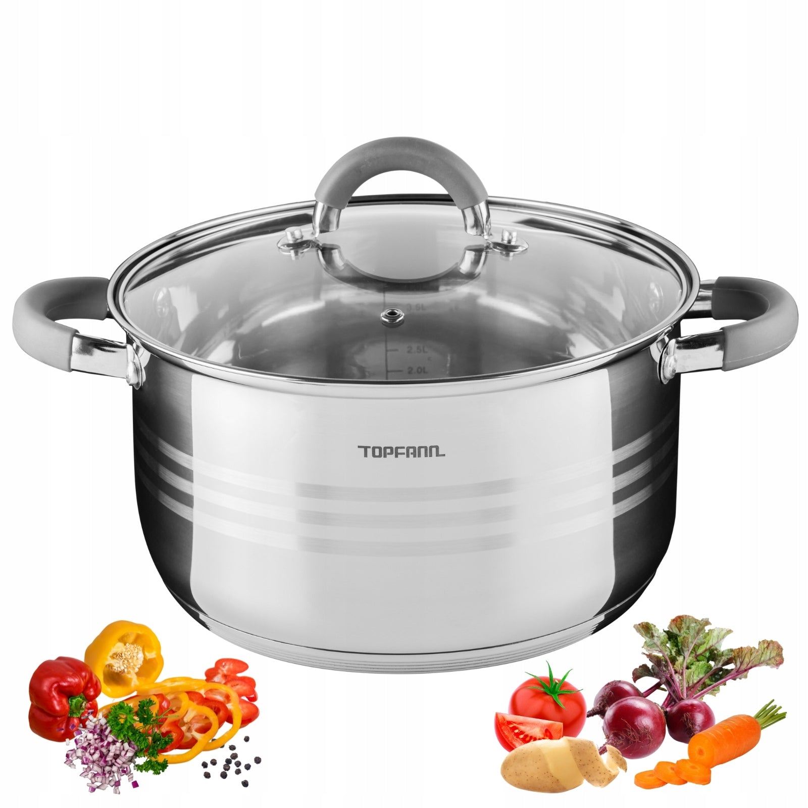 STAINLESS STEEL POT 3L GAS 20CM INDUCTION POTS WITH LID TOPFANN Manufacturer code 9951