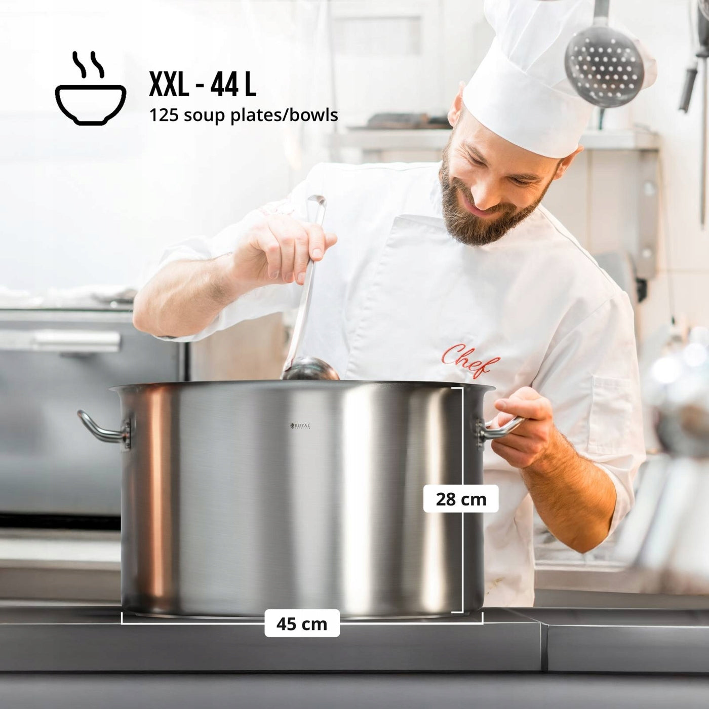 STAINLESS STEEL POT - 44L - LID Capacity 44 l
