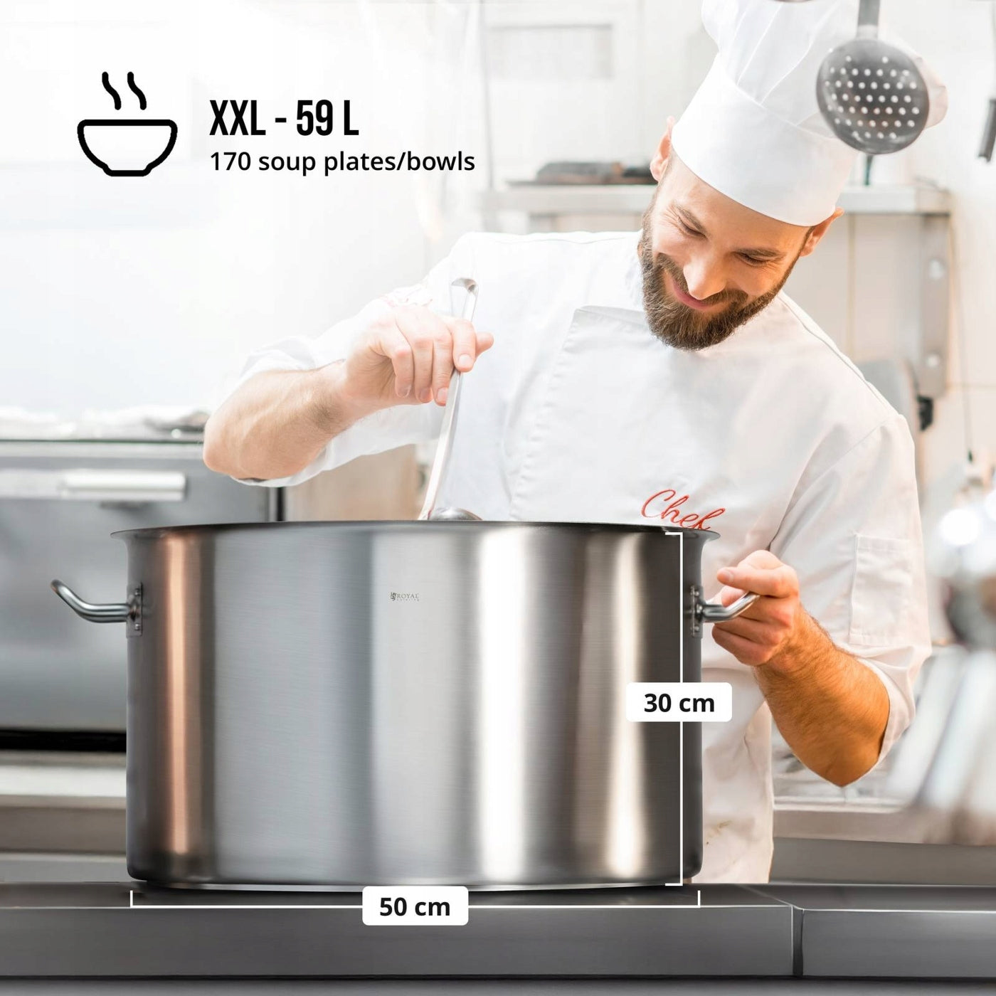 STAINLESS STEEL POT - 58L - LID Capacity 58 l
