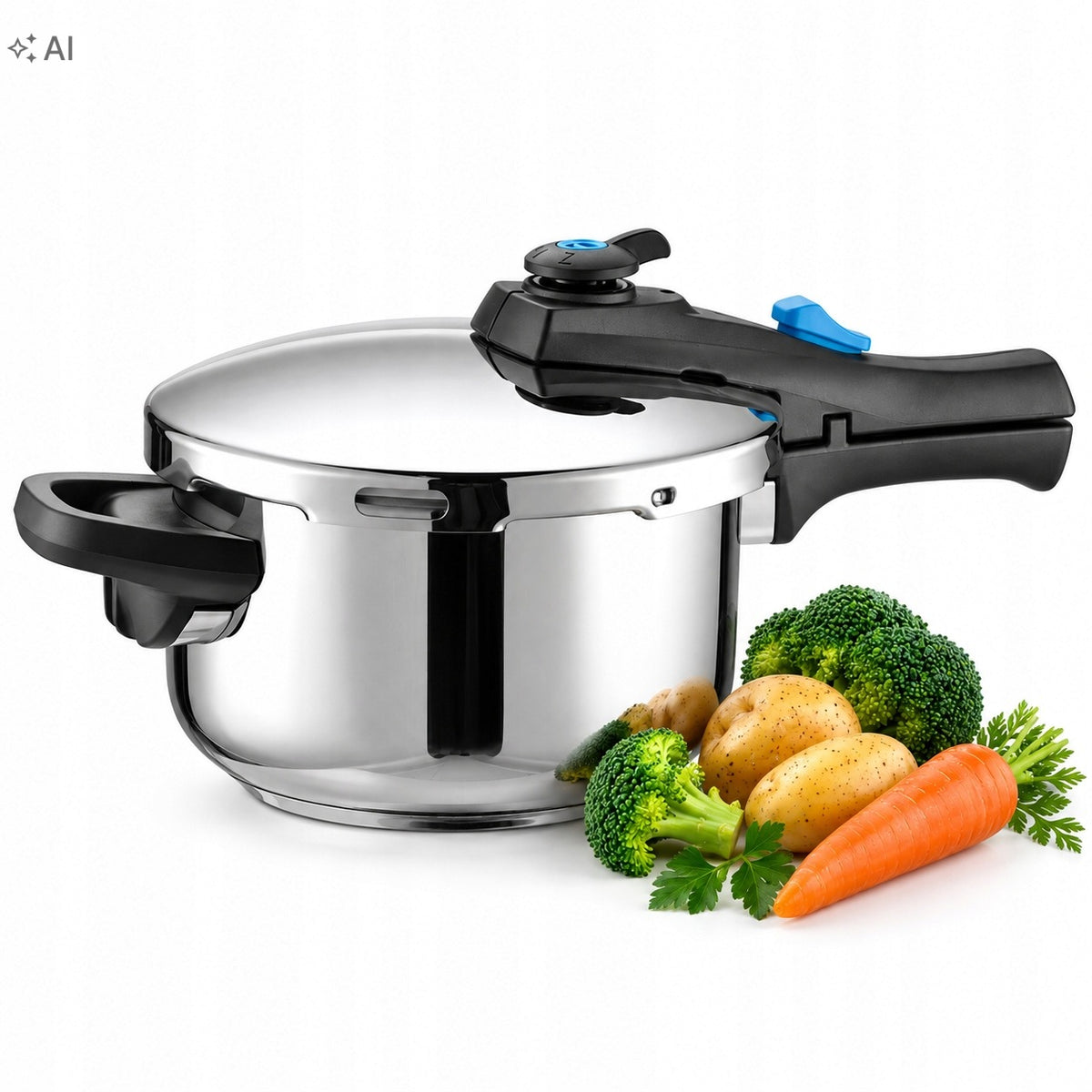 STAINLESS STEEL PRESSURE COOKER POT SILVER FOR INDUCTION GAS FOR KITCHEN 4L Brand Royalty Line