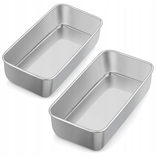 STAINLESS STEEL RECTANGULAR BREAD BAKING MOLD SET OF 2