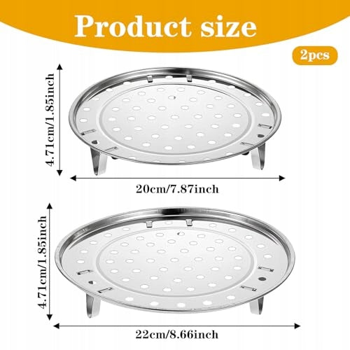 STAINLESS STEEL STEAM BASKET 18 22 CM FOR STEAMING SET OF 2 Capacity 1 l
