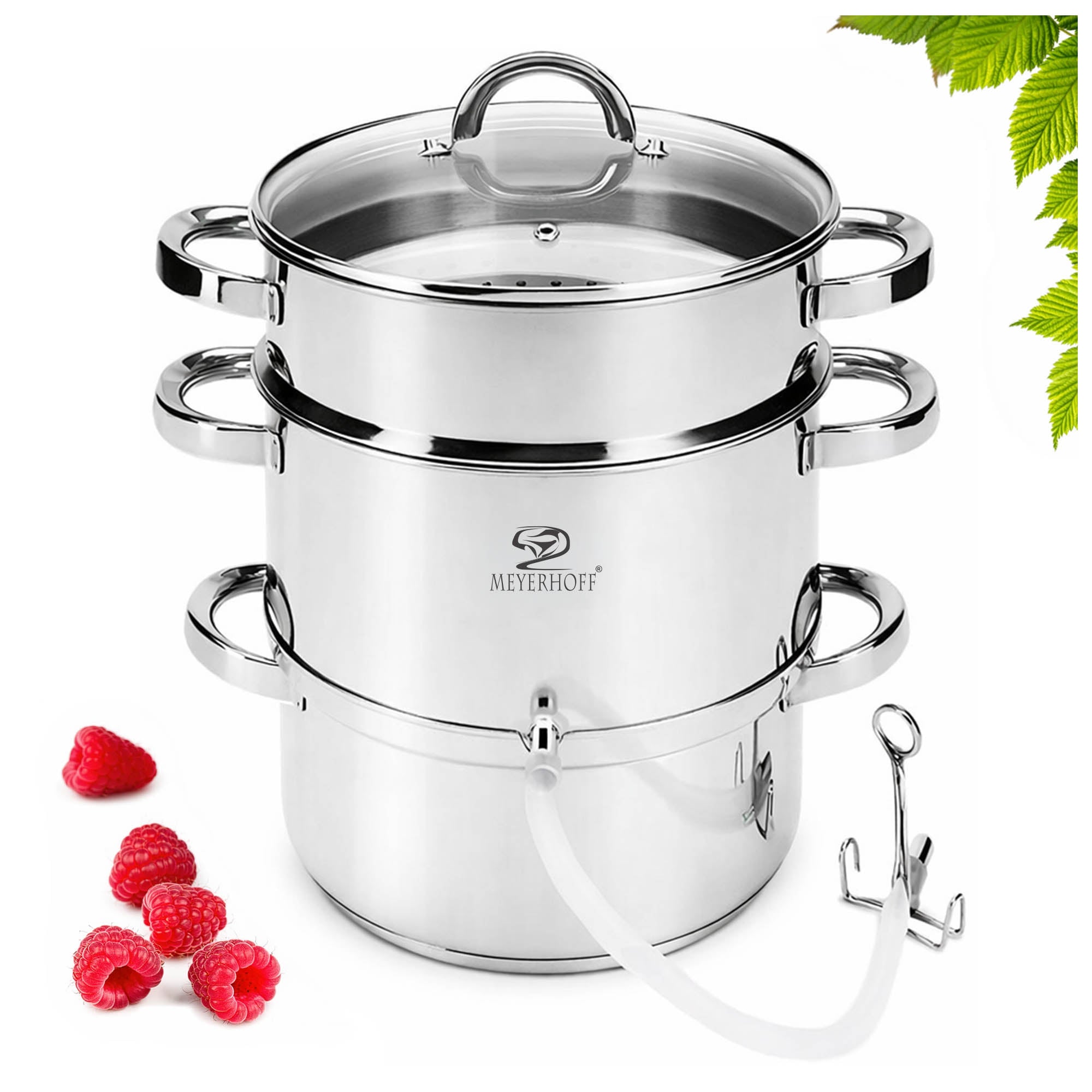 STAINLESS STEEL STEAM JUICER 8L INDUCTION GAS POT STEAMER JUICE MEYERHOFF