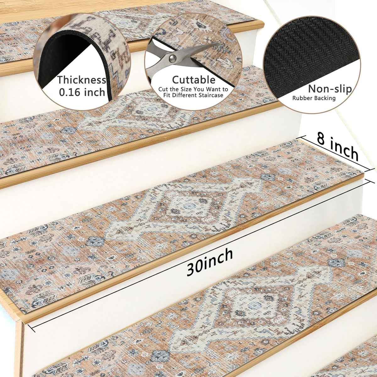 STAIR COVERS 15 PIECES 203X762CM NON-SLIP MATS STAIRS Brand no brand