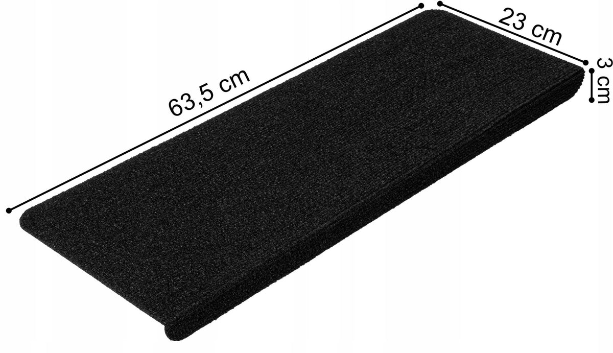 STAIR COVERS STEPS RUGS BLACK SELF-ADHESIVE NON-SLIP x15 Brand Gockowiak