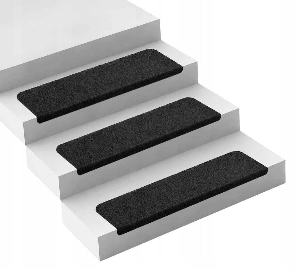 STAIR COVERS STEPS RUGS BLACK SELF-ADHESIVE NON-SLIP x15 Packaging status original