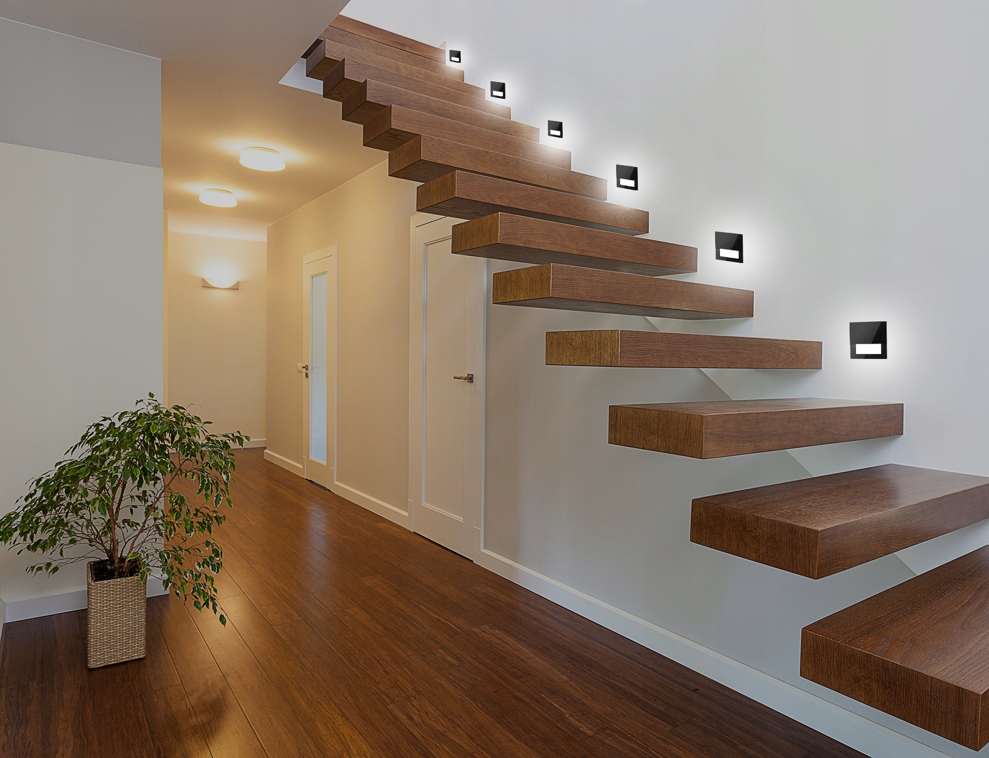 STAIR luminaire 230V LED stair lighting LAMP WHITE COLD 6000k Manufacturer code Oprawa schodowa biała BIAŁA ZIMNA 230v