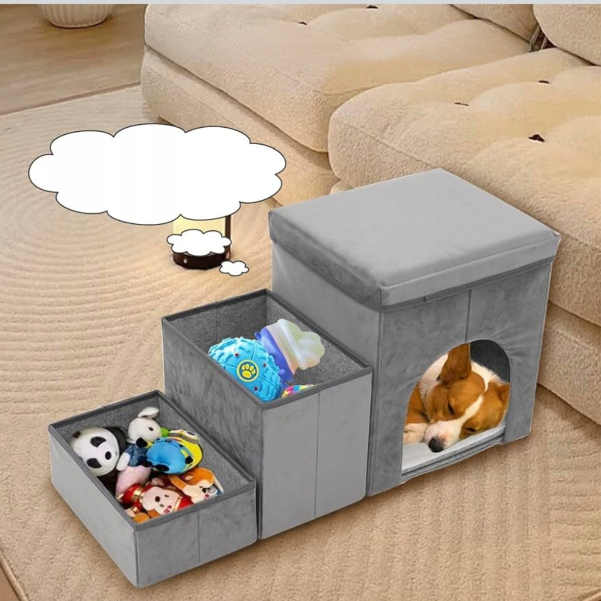 STAIRS FOR DOG STEPS PLATFORM BED0 COTTAGE STORAGE ORGANIZER CONTAINER! Manufacturer code SKŁADANY DOMEK 3 STOPNIE DO ŁÓŻKA PREMIUM!