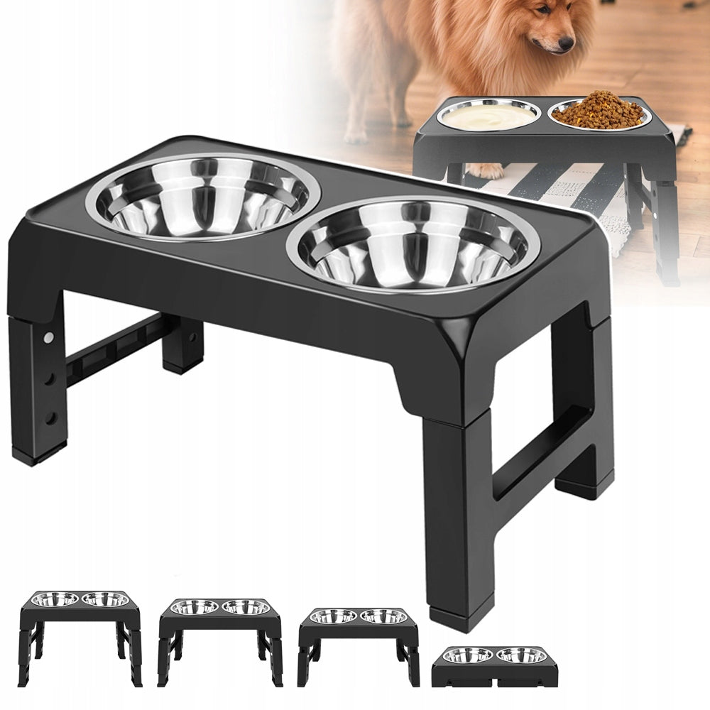 STAND ELEVATING DOG TABLE 2X ADJUSTABLE FOLDING BOWL 5 HEIGHTS