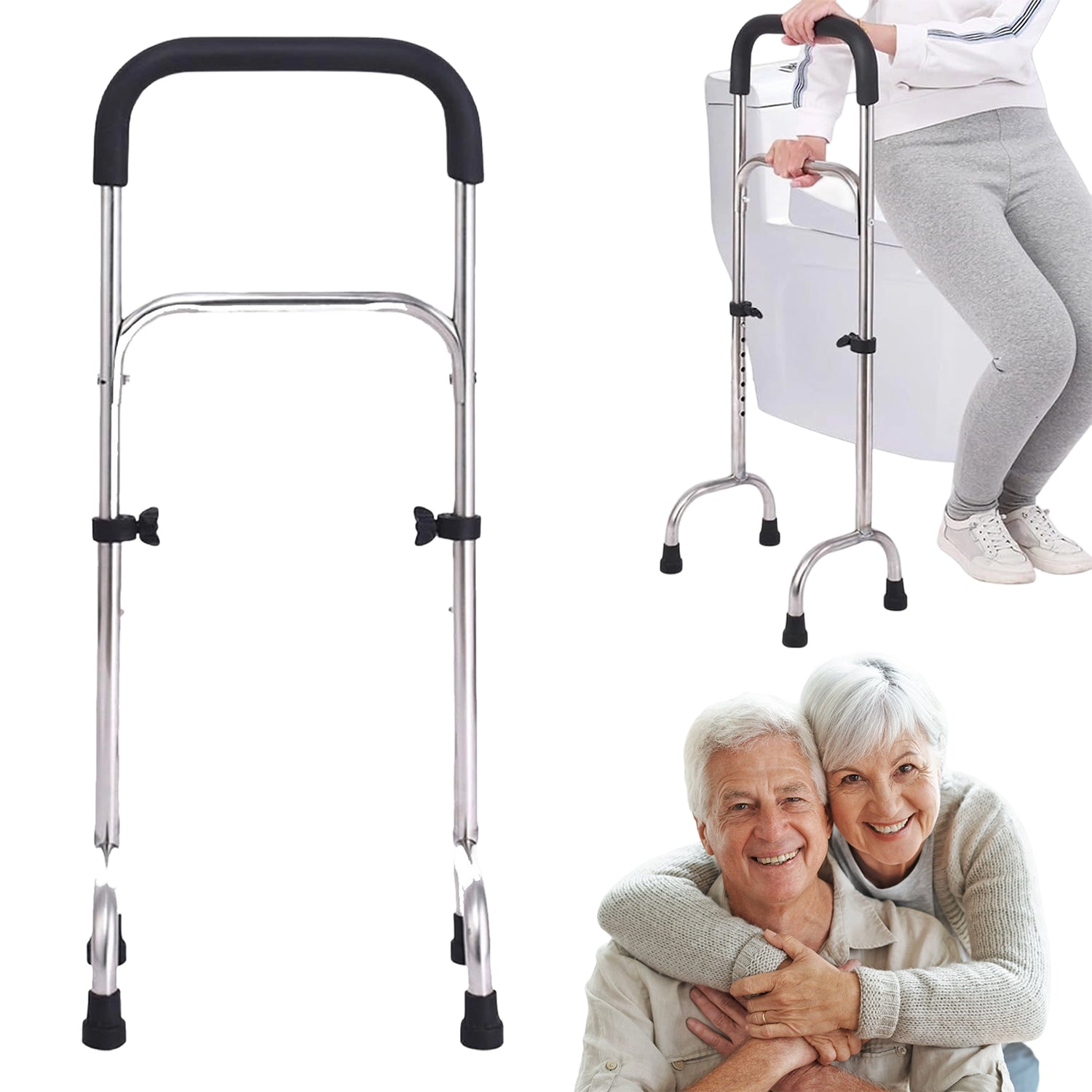 STAND-UP HANDRAIL ADJUSTABLE SOLID 200 KG WITH RUBBER FEET
