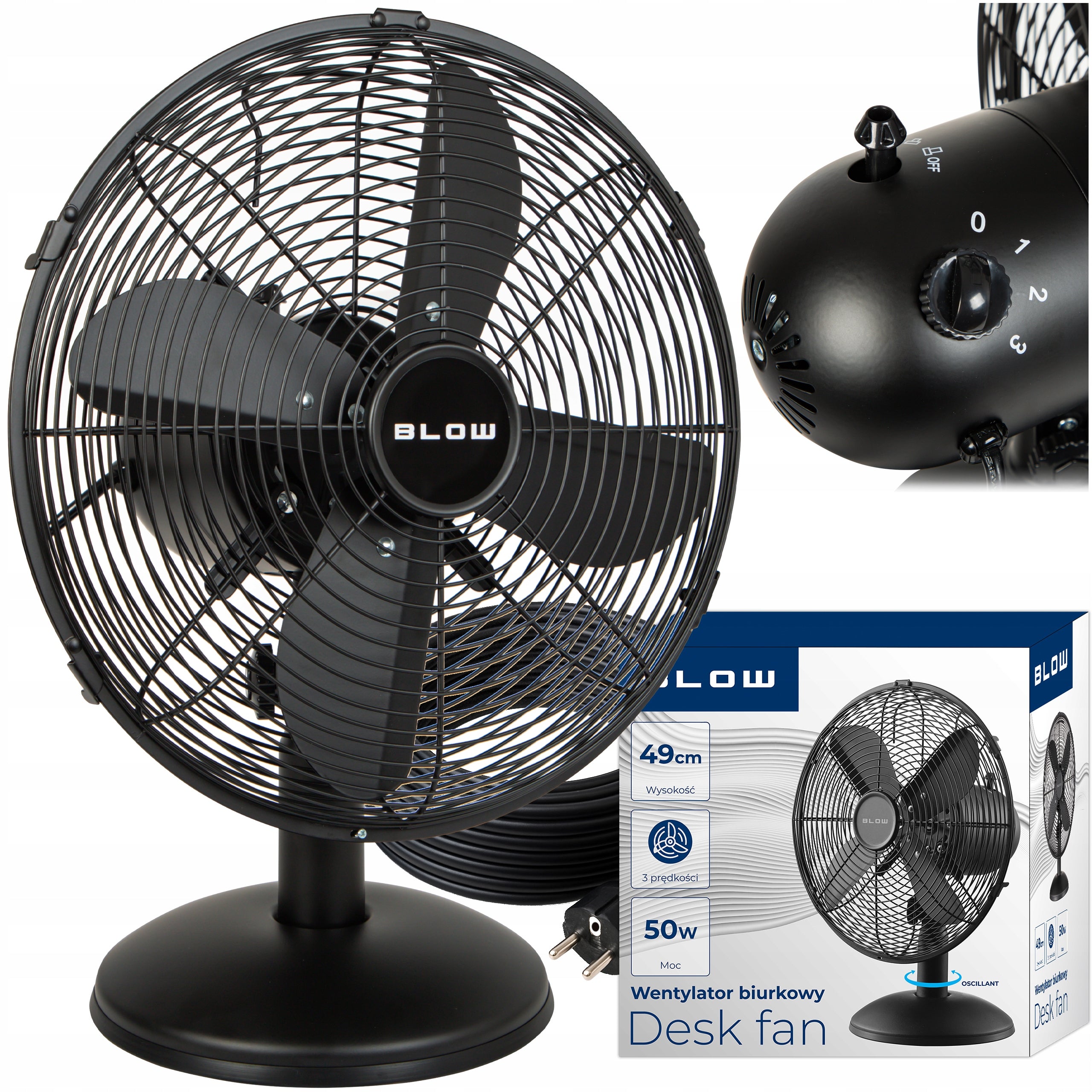STANDING FAN DESK TABLE FAN 50W METAL 3 MODES OSCILLATION