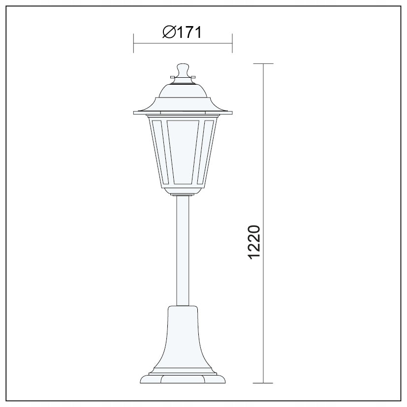 STANDING LAMP LANTERN OUTDOOR FOR LED GARDEN POST E27 BLACK 120cm Manufacturer code 7932