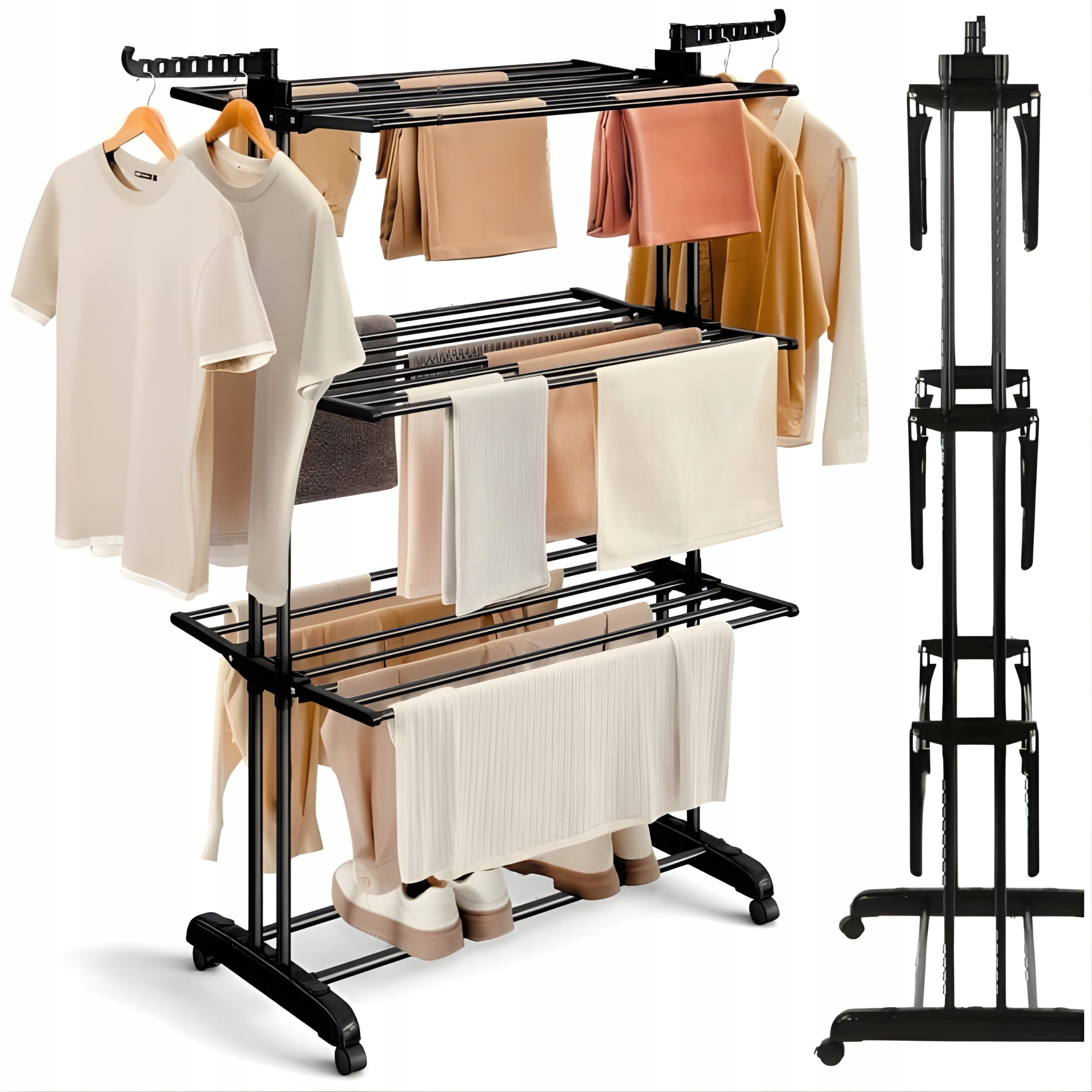 STANDING VERTICAL LAUNDRY DRYER FOLDING BLACK FOR LAUNDRY CLOTHES XXL