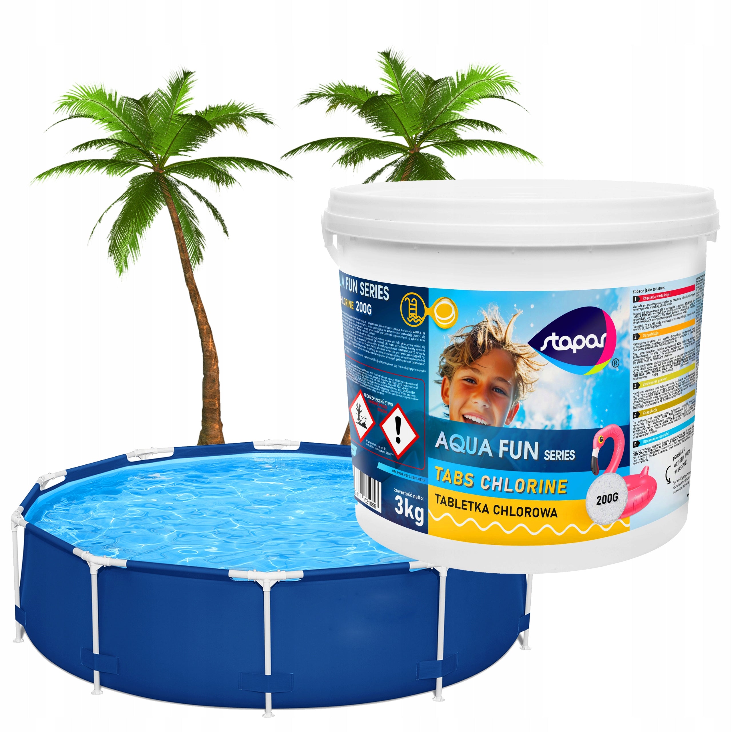 STAPAR CHLORINE POOL TABLETS CHLORINE TABLET 200g POOL CHEMISTRY 3 KG Manufacturer code 5903111621056