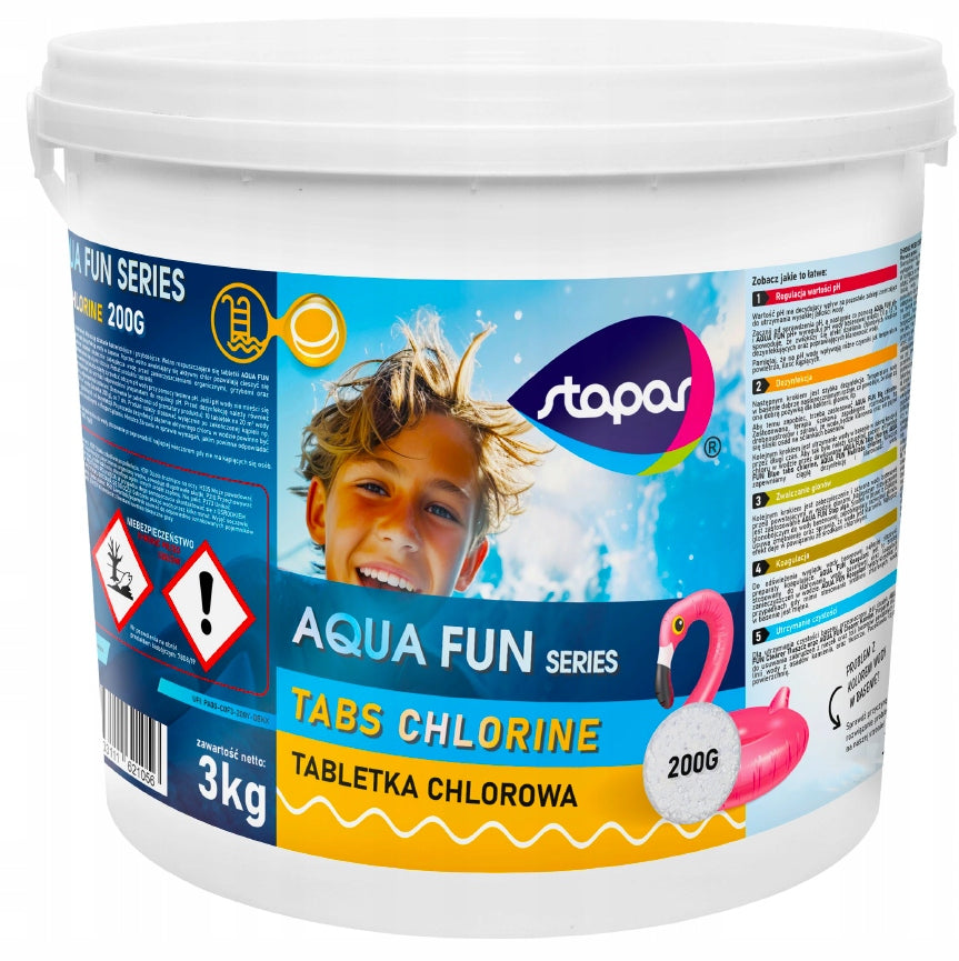 STAPAR CHLORINE POOL TABLETS CHLORINE TABLET 200g POOL CHEMISTRY 3 KG Packaging status original