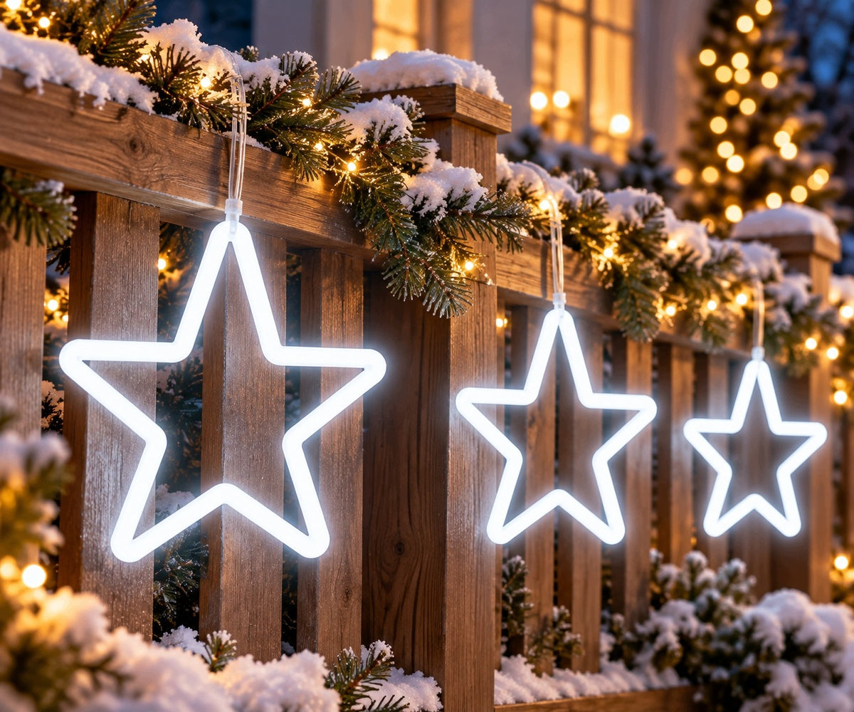 STAR LED WHITE COLD NEON HANGING GARDEN BALCONY FENCE DECORATION Brand Led