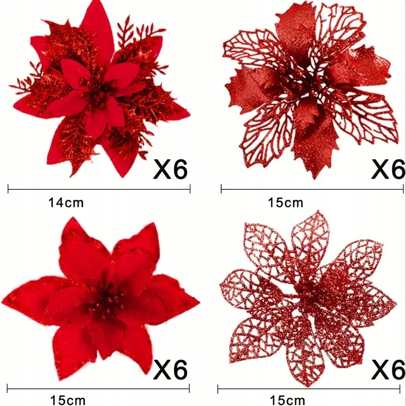 STAR OF BETHLEHEM FOR CHRISTMAS TREE REED ORNAMENT CHRISTMAS RED 24PCS Packaging status original