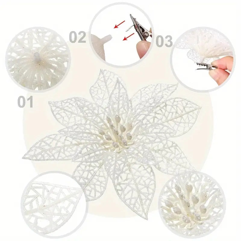 STAR OF BETHLEHEM FOR CHRISTMAS TREE REED ORNAMENT CHRISTMAS WHITE 18PCS Packaging status original
