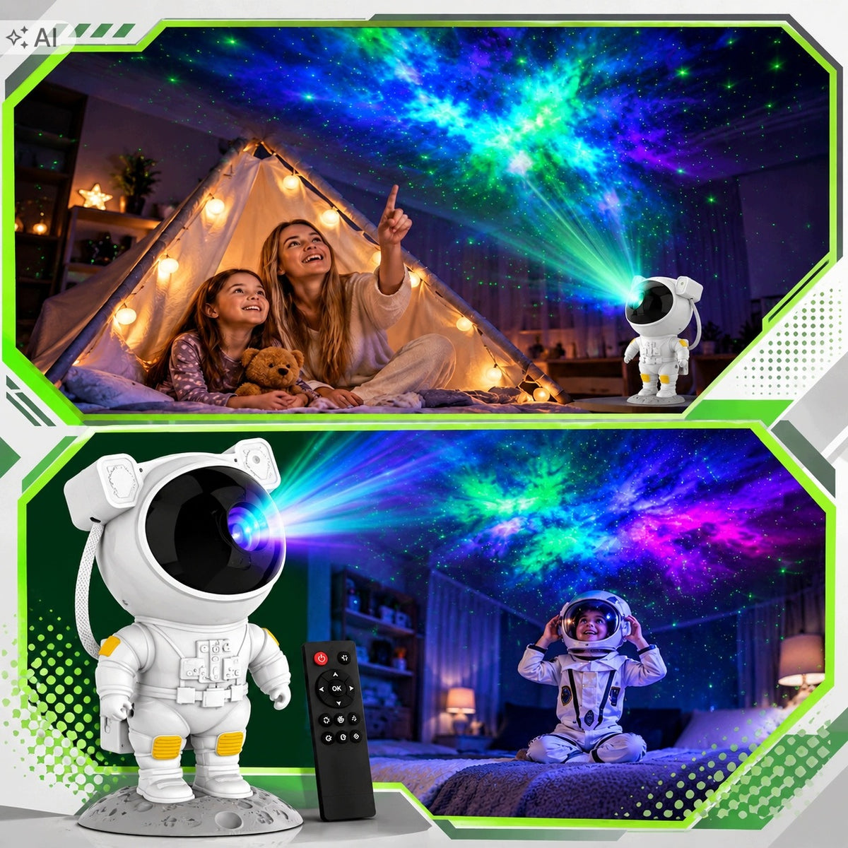 STAR PROJECTOR ASTRONAUT NIGHT LIGHT LED PROJECTOR LASER REMOTE CONTROL FOR GIFT Brand ANMAXO
