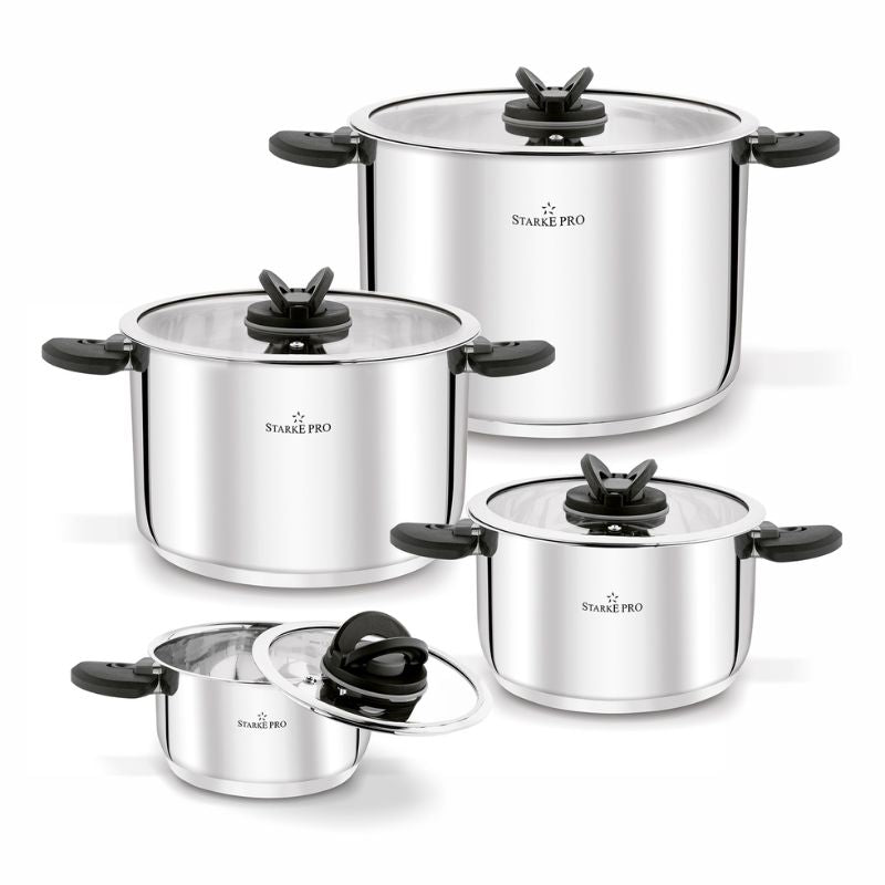 STARKE PRO Set of pots with folding handles Secare 8 elements Brand Starke Pro
