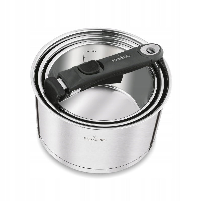 STARKE PRO Set of straight pots with detachable handle Susvid 4 elements Coating type steel