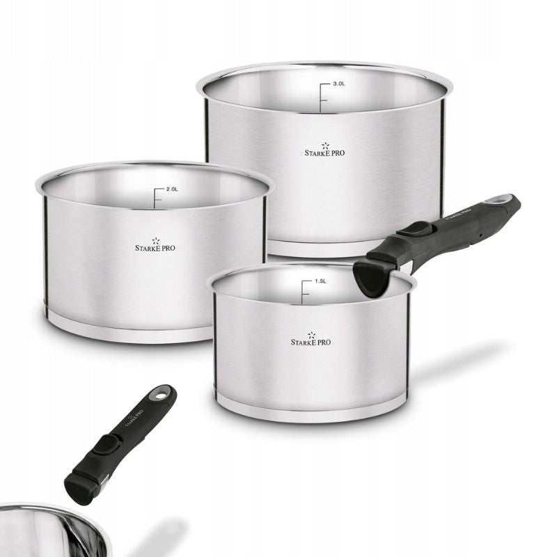 STARKE PRO Set of straight pots with detachable handle Susvid 4 elements Number of items in the set 4