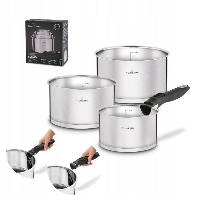 STARKE PRO Set of straight pots with detachable handle Susvid 4 elements