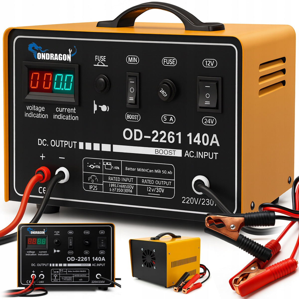 START 12/24V CAR RECTIFIER WITH START FOR CHARGING POWER 140A LCD