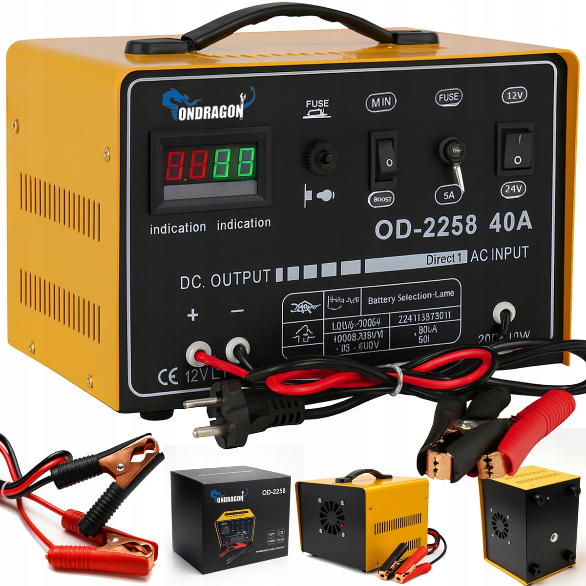 START 12/24V CAR RECTIFIER WITH START FOR CHARGING POWER 40A LCD