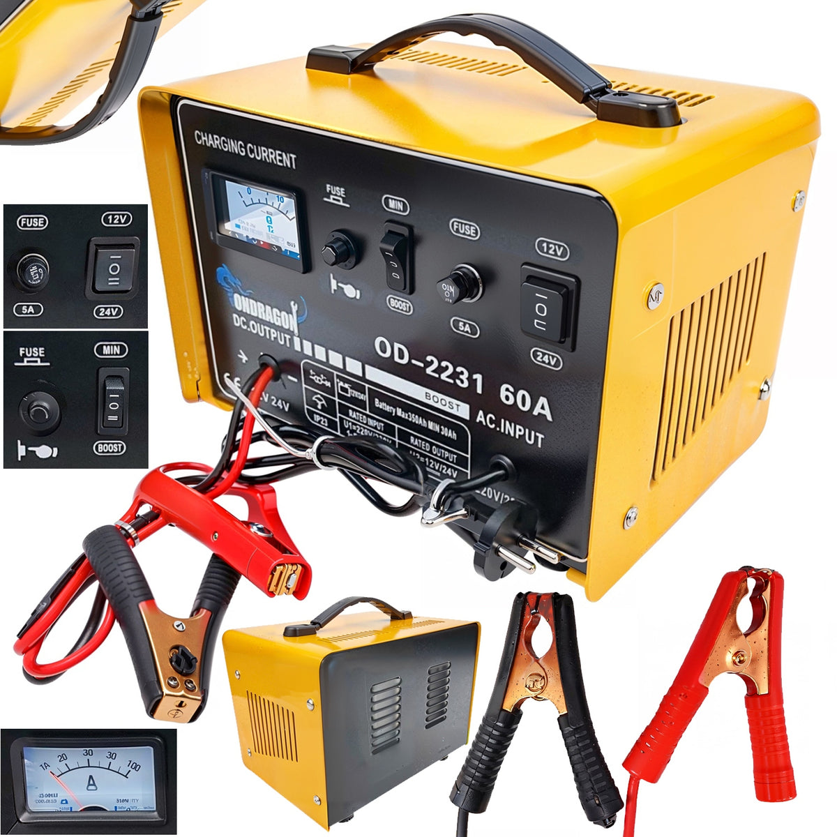 START 12/24V CAR RECTIFIER WITH START FOR CHARGING POWERFUL 60A
