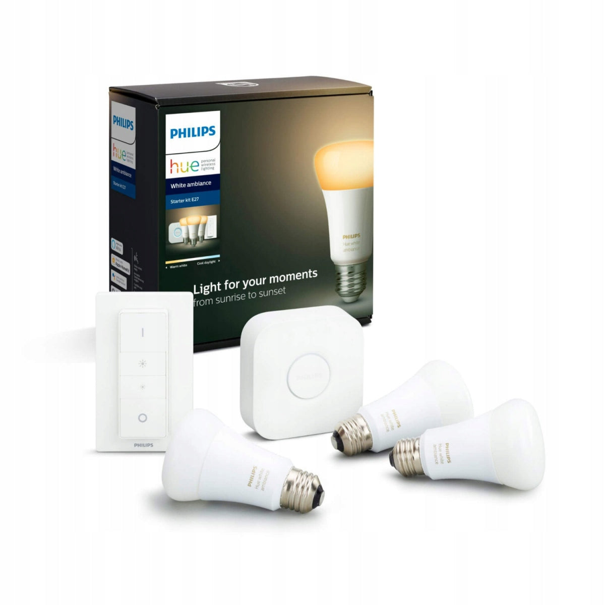STARTER KIT 3x BLUETOOTH LED BULB Philips HUE WHITE AMBIANCE 9W E27